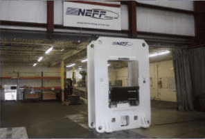 Neff Press custom press frame on display at the manufacturing facility