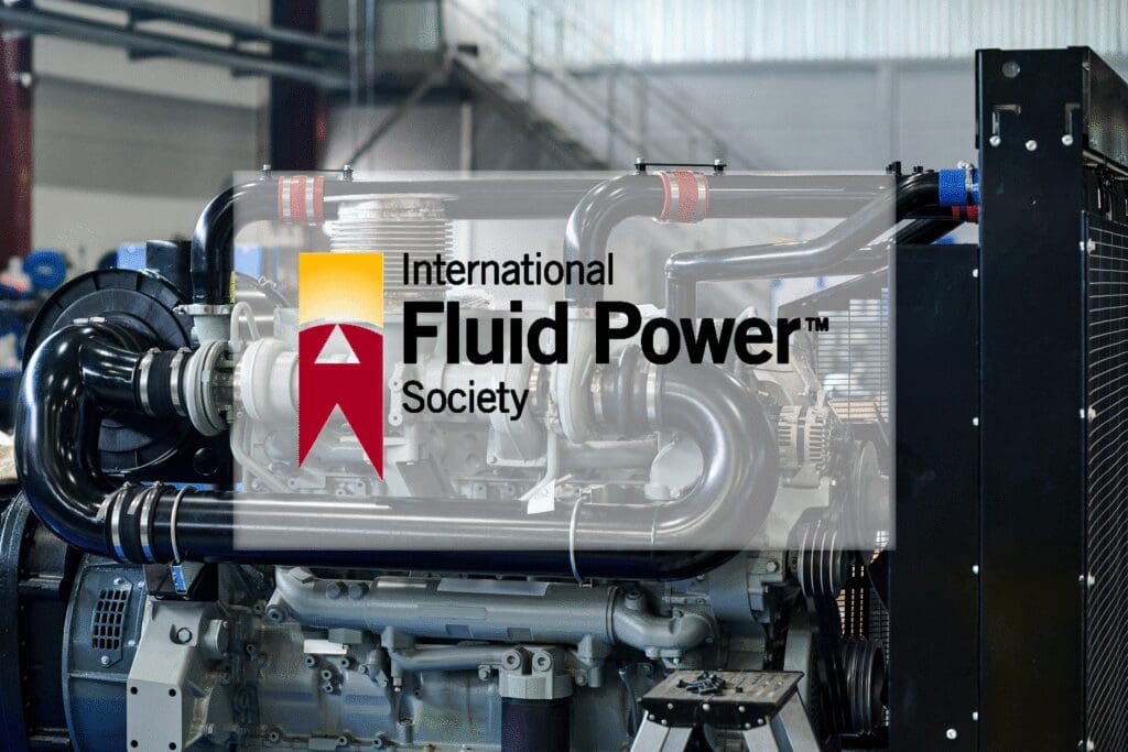 Industrial engine on display in a manufacturing facility