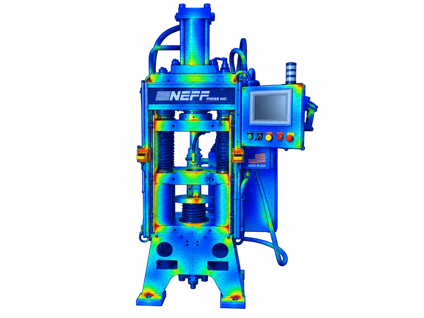 Finite element analysis model of a custom press frame
