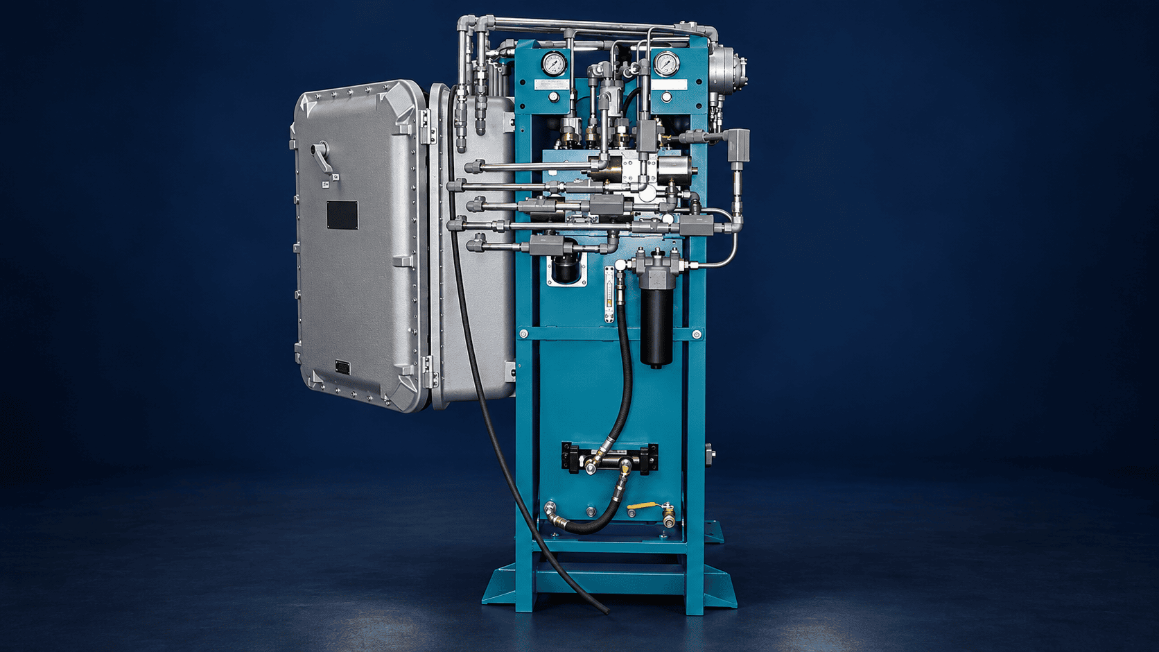 Hazardous-location control enclosure and conduit on a Neff press